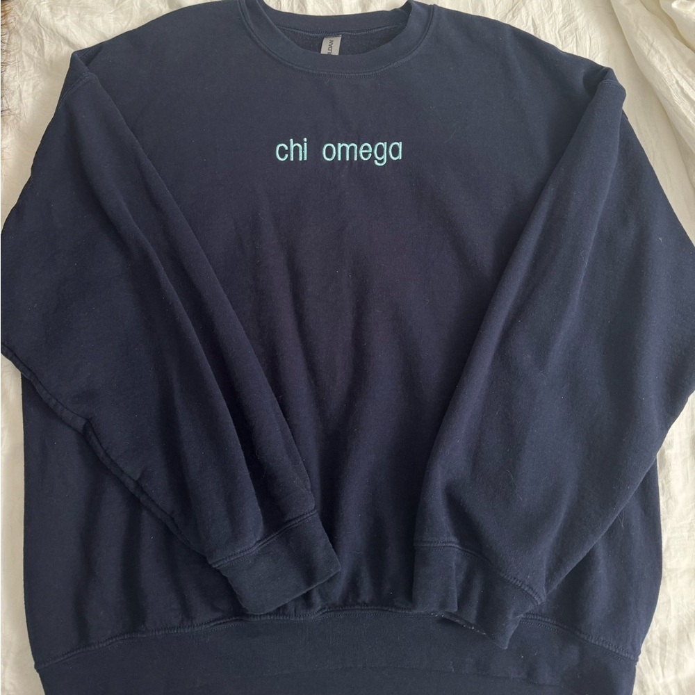 Chi Omega Navy Crewneck